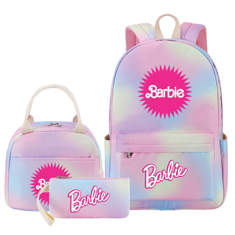 Barbie Pink Starry Sky SchoolBag Backpack Lunch Box Bag Book Pencil Bags 3pcs Set