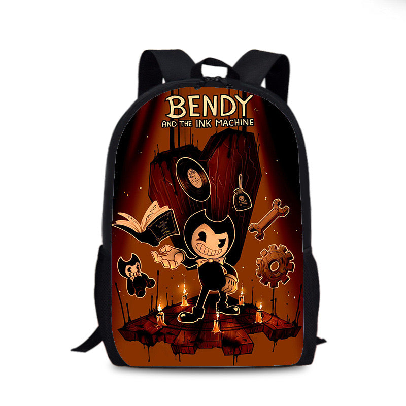 Bendy and Ink Machine Backpack School Sports Bag for Kids Boy Girl