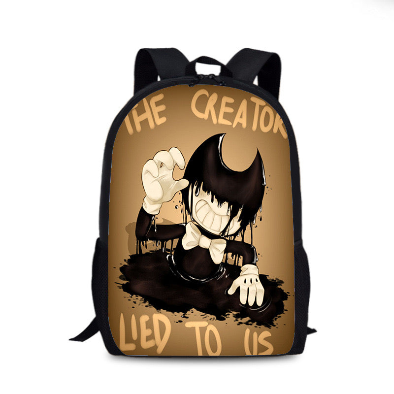 Bendy and Ink Machine Backpack School Sports Bag for Kids Boy Girl