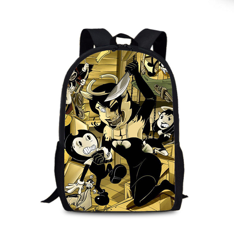 Bendy and Ink Machine Backpack School Sports Bag for Kids Boy Girl