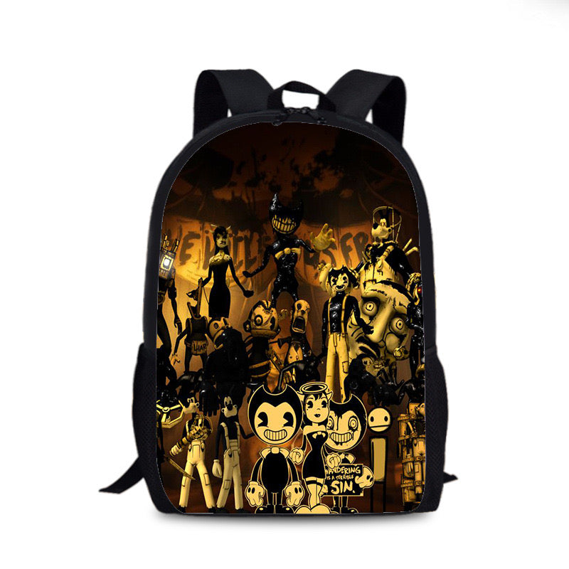 Bendy and Ink Machine Backpack School Sports Bag for Kids Boy Girl