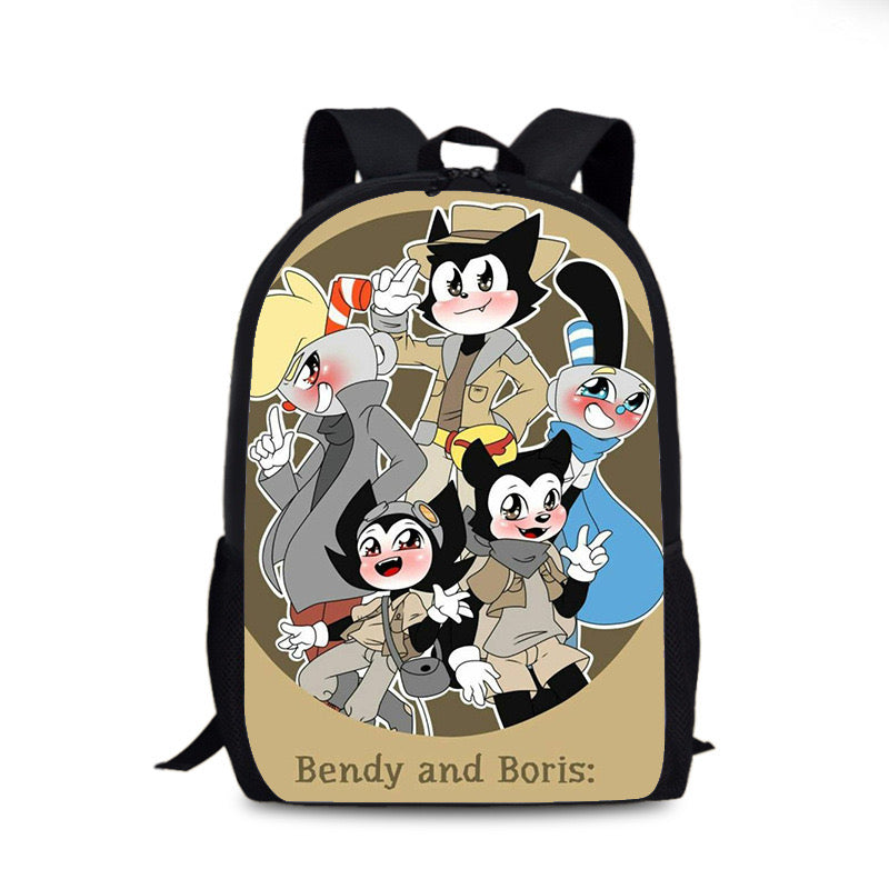 Bendy and Ink Machine Backpack School Sports Bag for Kids Boy Girl