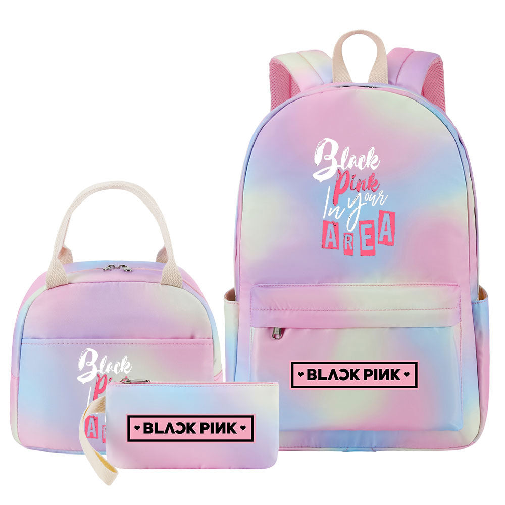 Blackpink Pink Starry Sky SchoolBag Backpack Lunch Box Bag Book Pencil Bags 3pcs Set