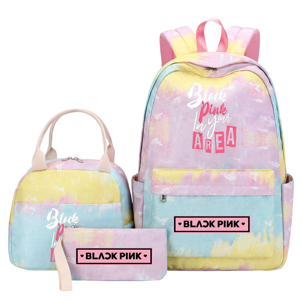 Blackpink Pink Starry Sky SchoolBag Backpack Lunch Box Bag Book Pencil Bags 3pcs Set