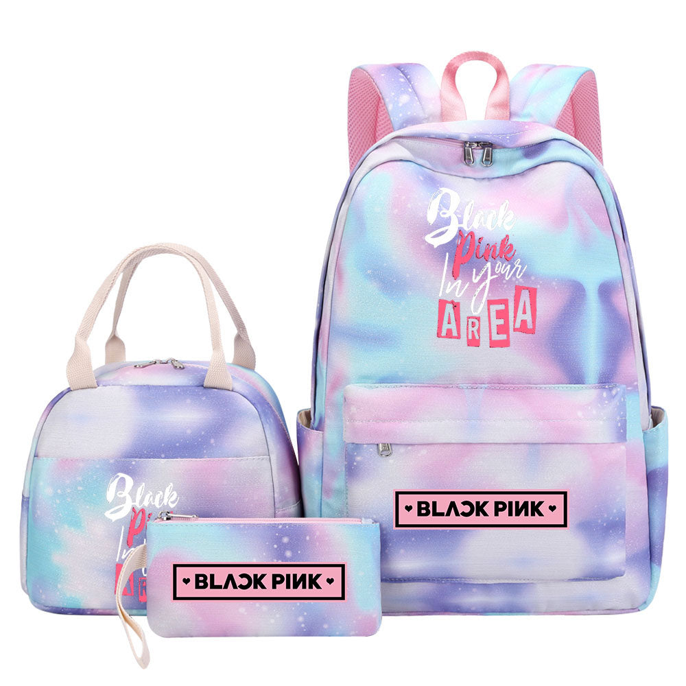 Blackpink Pink Starry Sky SchoolBag Backpack Lunch Box Bag Book Pencil Bags 3pcs Set