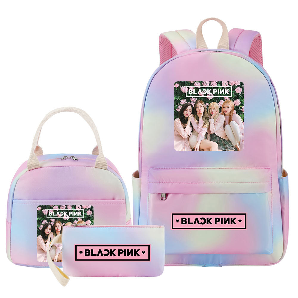 Blackpink Pink Starry Sky SchoolBag Backpack Lunch Box Bag Book Pencil Bags 3pcs Set