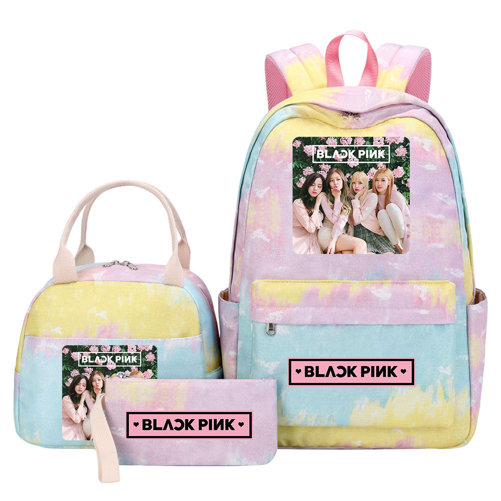 Blackpink Pink Starry Sky SchoolBag Backpack Lunch Box Bag Book Pencil Bags 3pcs Set