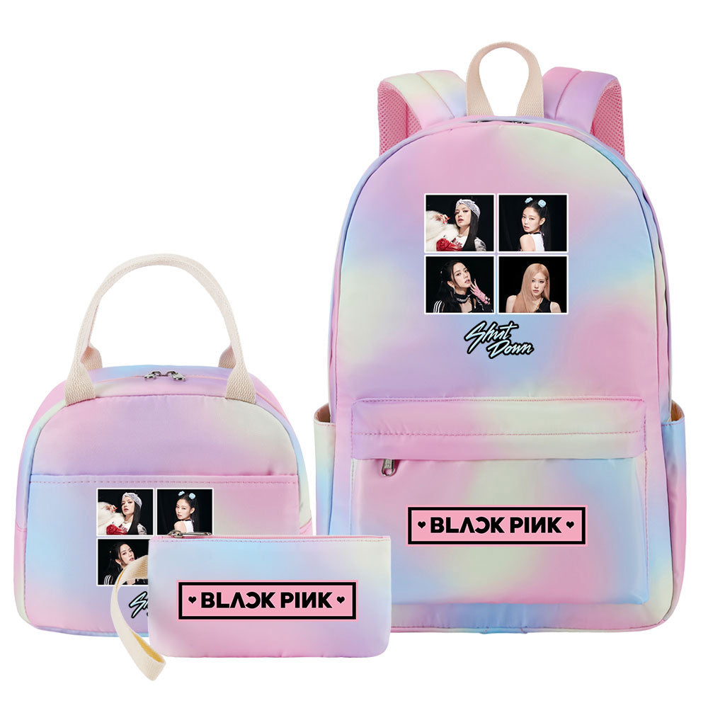 Blackpink Pink Starry Sky SchoolBag Backpack Lunch Box Bag Book Pencil Bags 3pcs Set