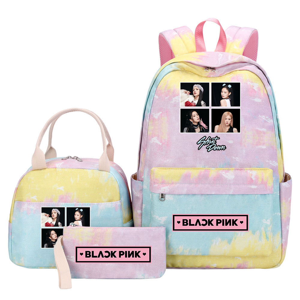 Blackpink Pink Starry Sky SchoolBag Backpack Lunch Box Bag Book Pencil Bags 3pcs Set