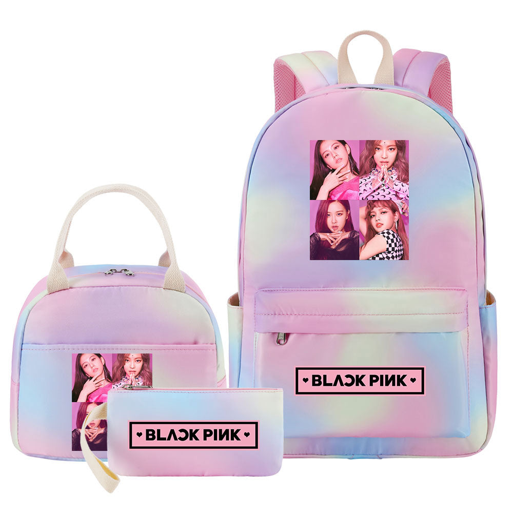 Blackpink Pink Starry Sky SchoolBag Backpack Lunch Box Bag Book Pencil Bags 3pcs Set