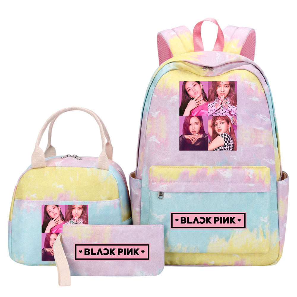 Blackpink Pink Starry Sky SchoolBag Backpack Lunch Box Bag Book Pencil Bags 3pcs Set