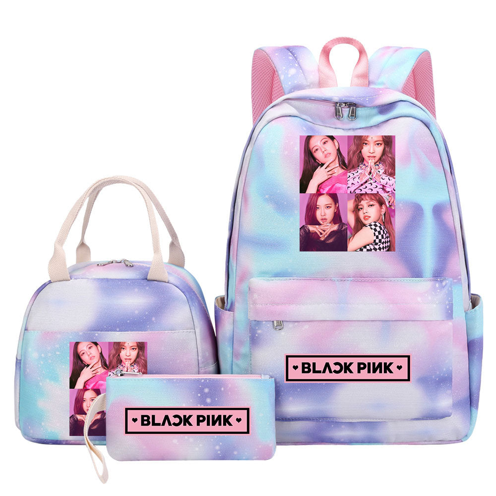 Blackpink Pink Starry Sky SchoolBag Backpack Lunch Box Bag Book Pencil Bags 3pcs Set