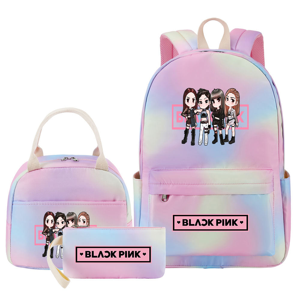 Blackpink Pink Starry Sky SchoolBag Backpack Lunch Box Bag Book Pencil Bags 3pcs Set