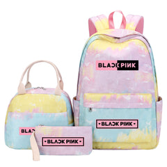 Blackpink Pink Starry Sky SchoolBag Backpack Lunch Box Bag Book Pencil Bags 3pcs Set
