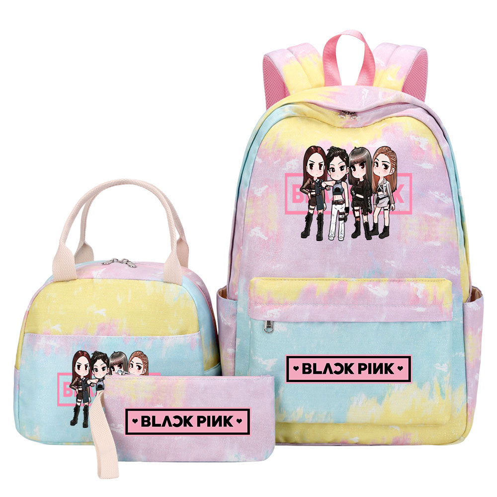 Blackpink Pink Starry Sky SchoolBag Backpack Lunch Box Bag Book Pencil Bags 3pcs Set