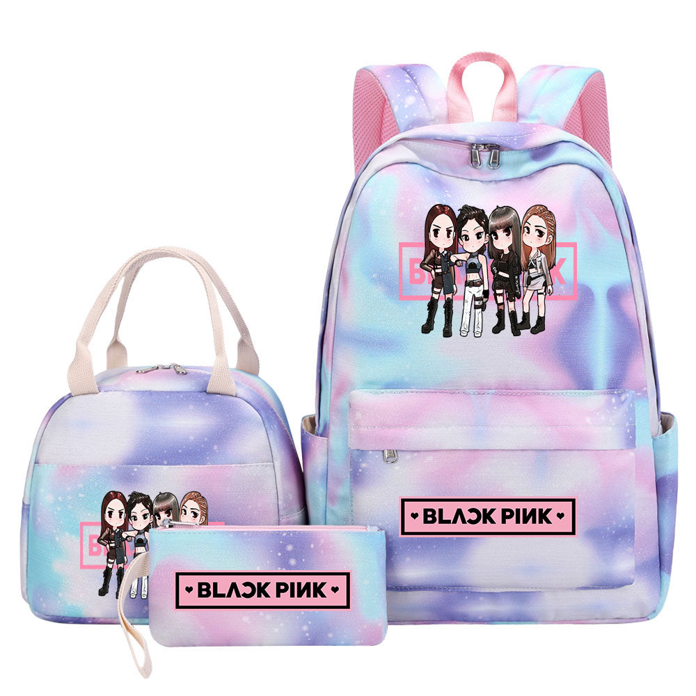 Blackpink Pink Starry Sky SchoolBag Backpack Lunch Box Bag Book Pencil Bags 3pcs Set