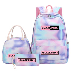 Blackpink Pink Starry Sky SchoolBag Backpack Lunch Box Bag Book Pencil Bags 3pcs Set