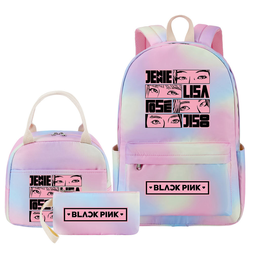Blackpink Pink Starry Sky SchoolBag Backpack Lunch Box Bag Book Pencil Bags 3pcs Set