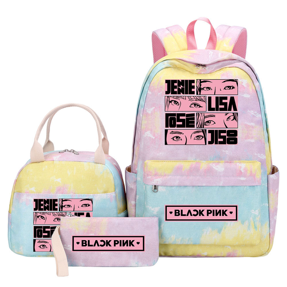 Blackpink Pink Starry Sky SchoolBag Backpack Lunch Box Bag Book Pencil Bags 3pcs Set