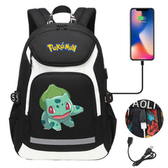 Pokemon Bulbasaur USB Charging Backpack School NoteBook Laptop Travel Bags