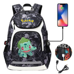 Pokemon Bulbasaur USB Charging Backpack School NoteBook Laptop Travel Bags