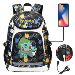 Pokemon Bulbasaur USB Charging Backpack School NoteBook Laptop Travel Bags