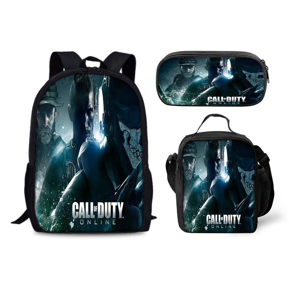 Call of Duty Schoolbag Backpack Lunch Bag Pencil Case 3pcs Set Gift for Kids Students