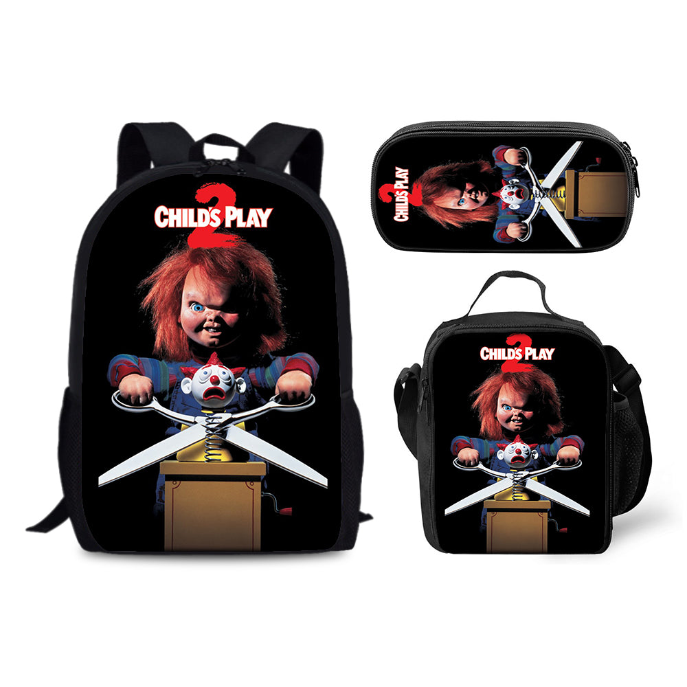 Child's Play Chucky Schoolbag Backpack Lunch Bag Pencil Case 3pcs Set Gift for Kids Students