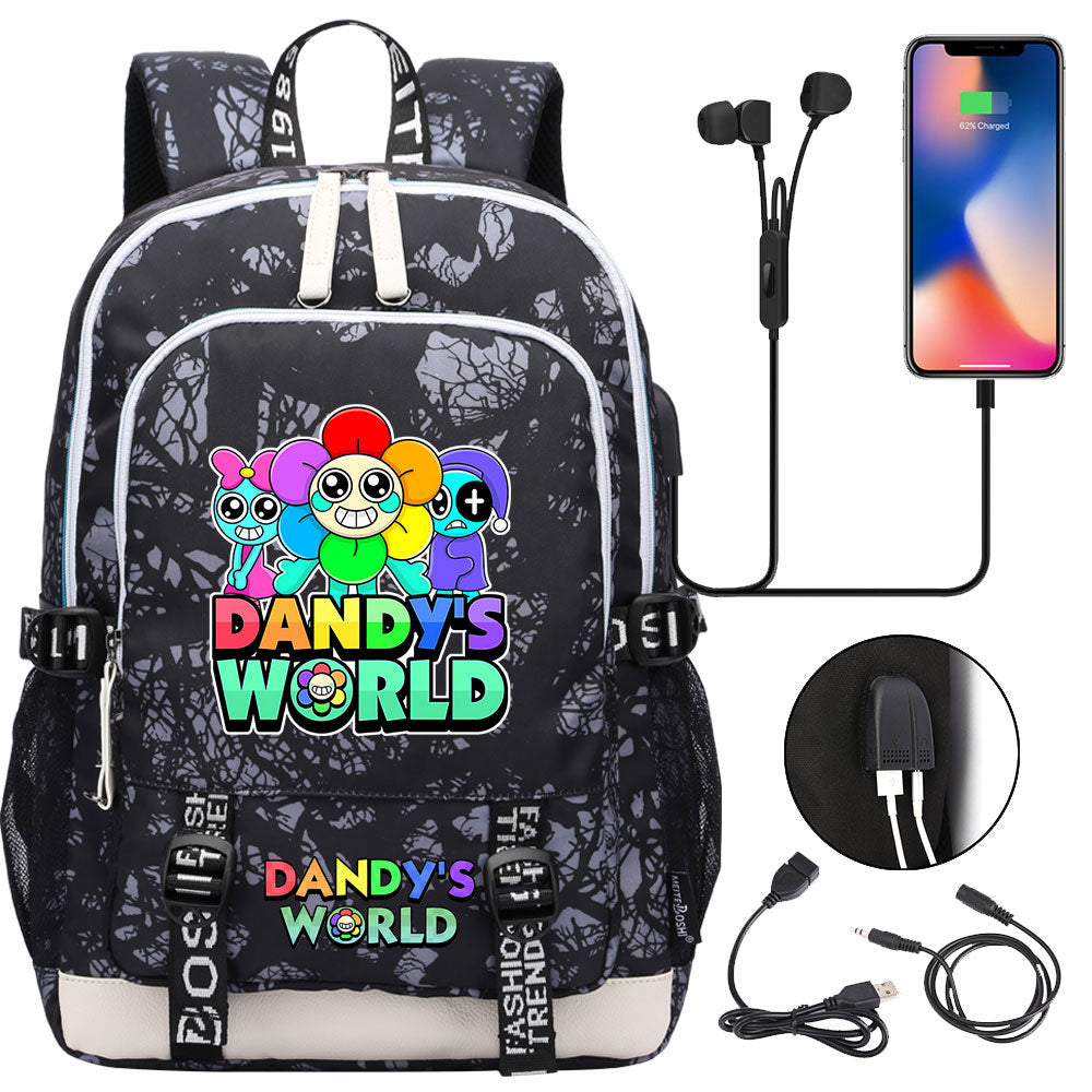 Dandys World USB Charging Backpack School Note Book Laptop Travel Bags