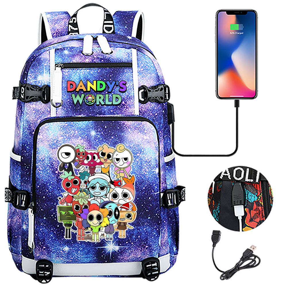Dandys World USB Charging Backpack School NoteBook Laptop Travel Bags