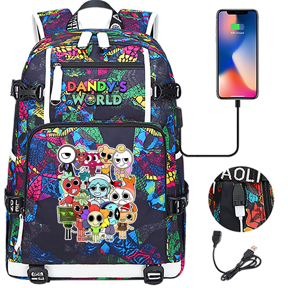 Dandys World USB Charging Backpack School NoteBook Laptop Travel Bags