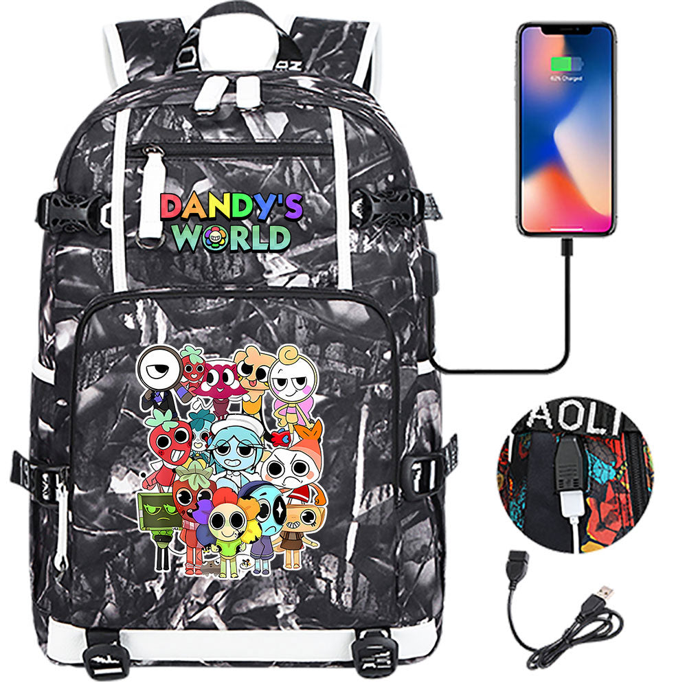 Dandys World USB Charging Backpack School NoteBook Laptop Travel Bags