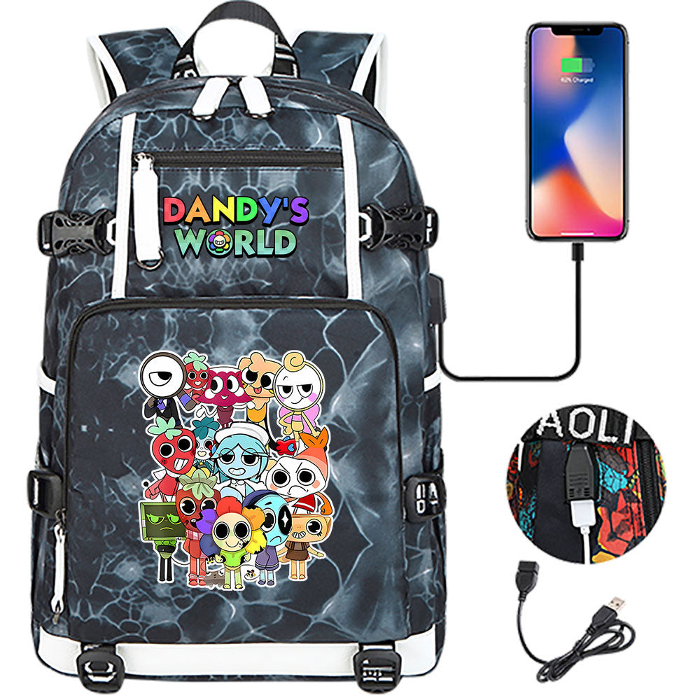 Dandys World USB Charging Backpack School NoteBook Laptop Travel Bags