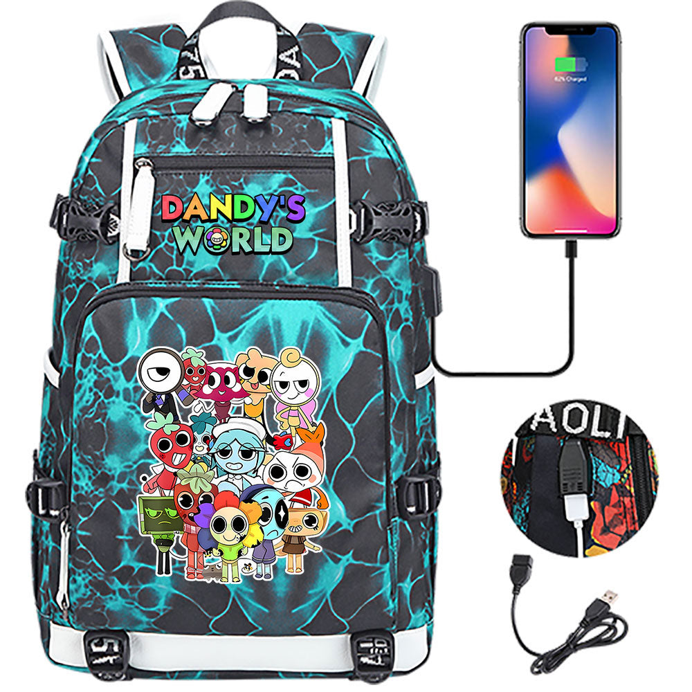 Dandys World USB Charging Backpack School NoteBook Laptop Travel Bags