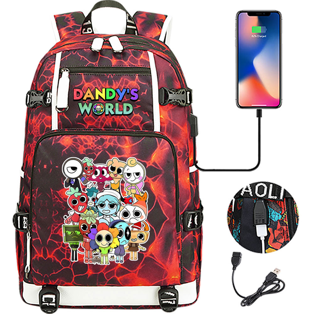 Dandys World USB Charging Backpack School NoteBook Laptop Travel Bags