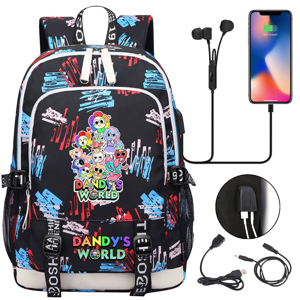 Dandys World USB Charging Backpack School Note Book Laptop Travel Bags