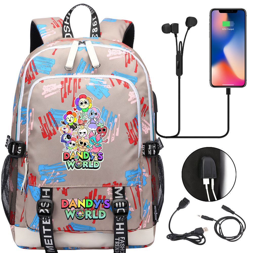 Dandys World USB Charging Backpack School Note Book Laptop Travel Bags