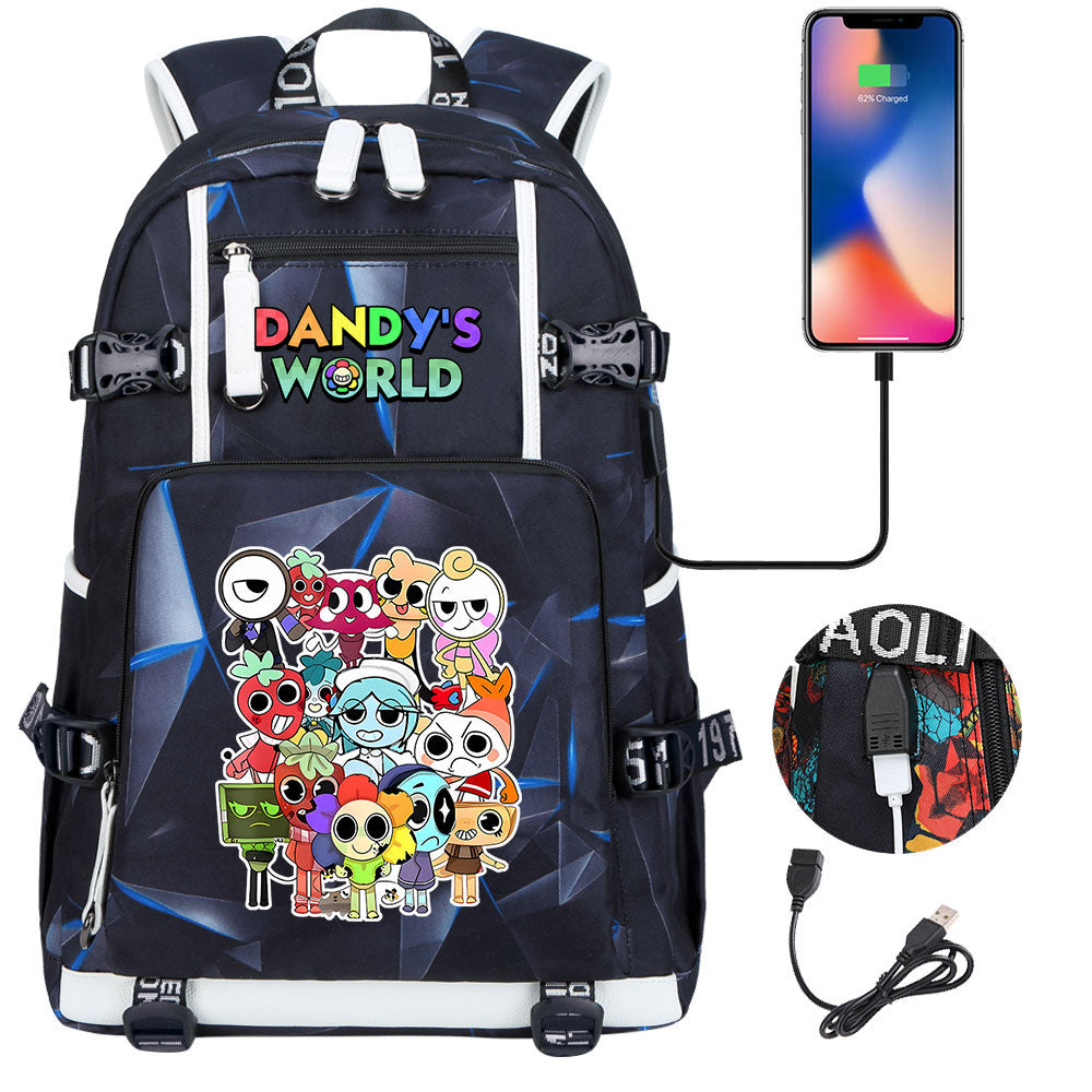 Dandys World USB Charging Backpack School NoteBook Laptop Travel Bags