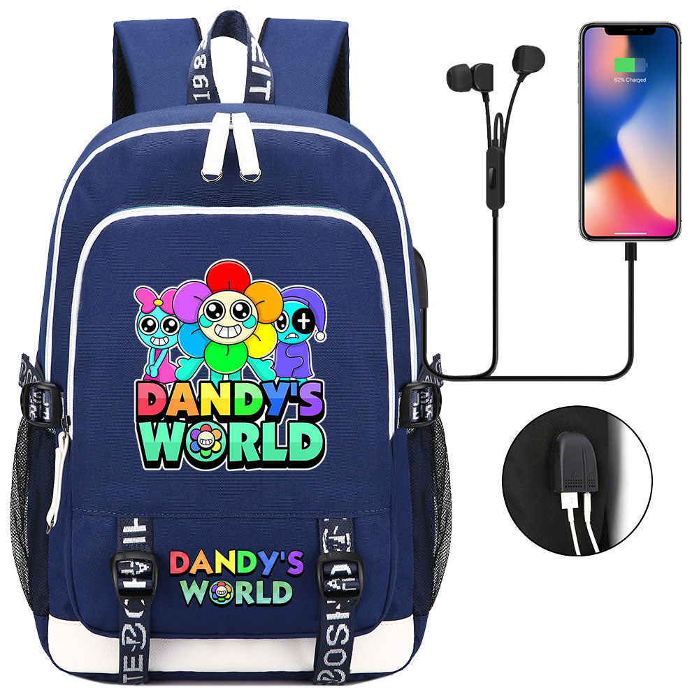 Dandys World USB Charging Backpack School Note Book Laptop Travel Bags