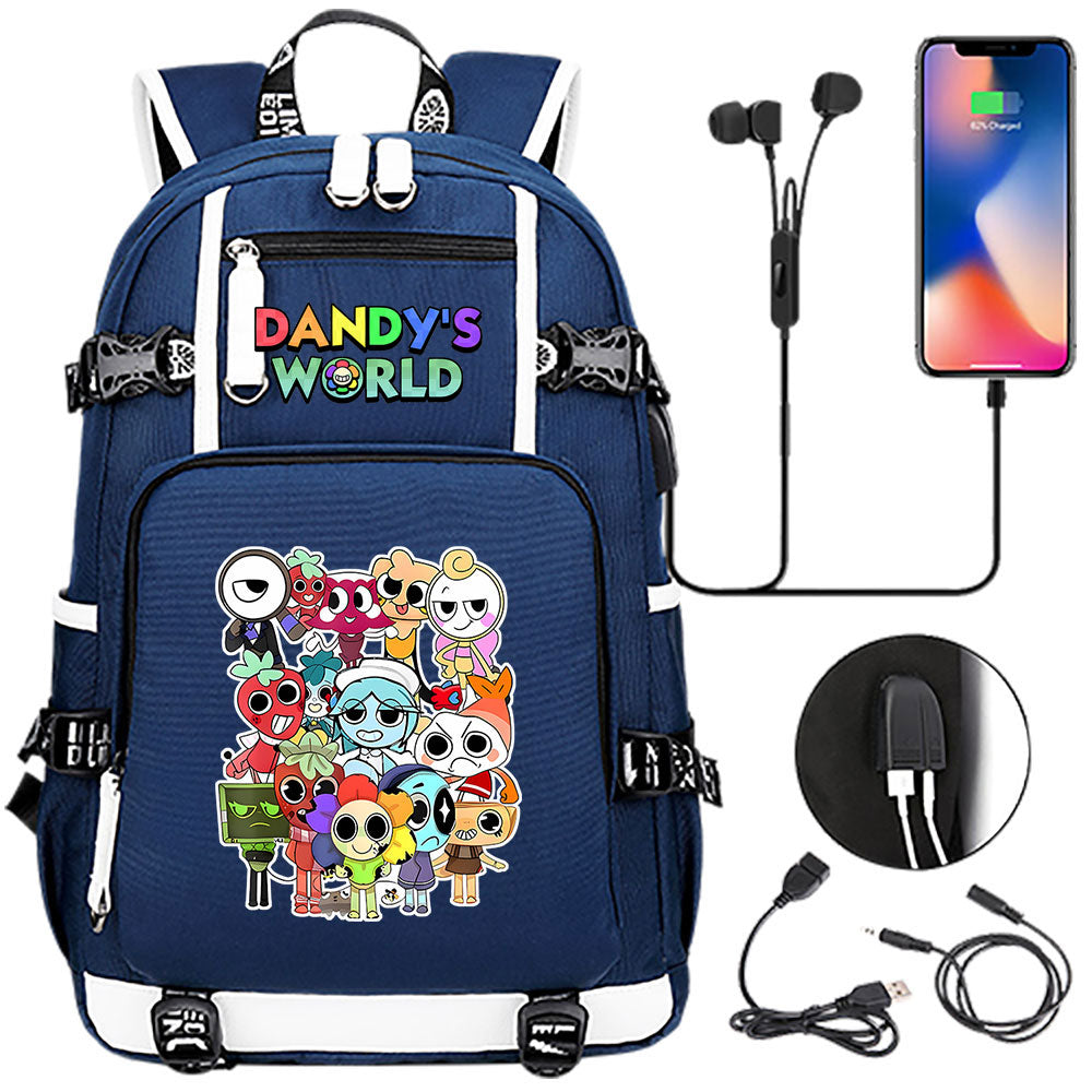 Dandys World USB Charging Backpack School NoteBook Laptop Travel Bags