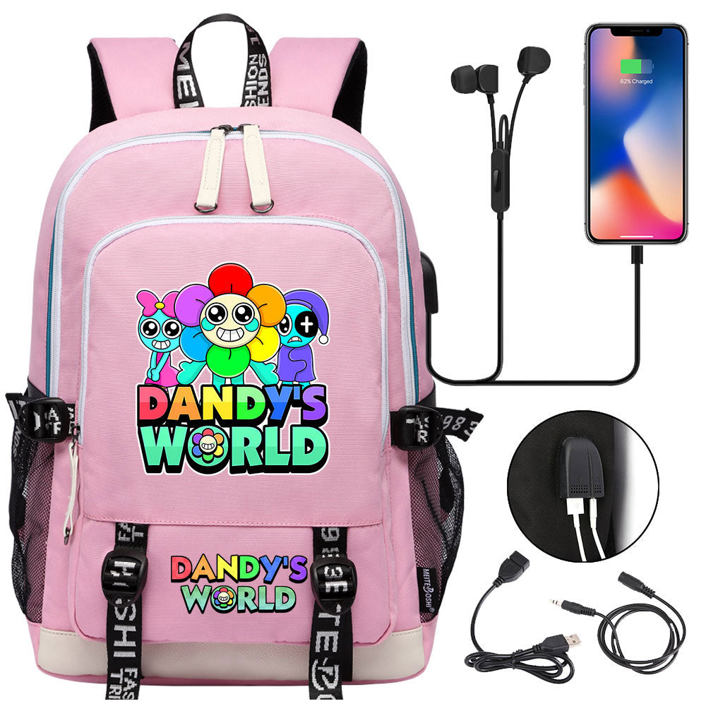Dandys World USB Charging Backpack School Note Book Laptop Travel Bags