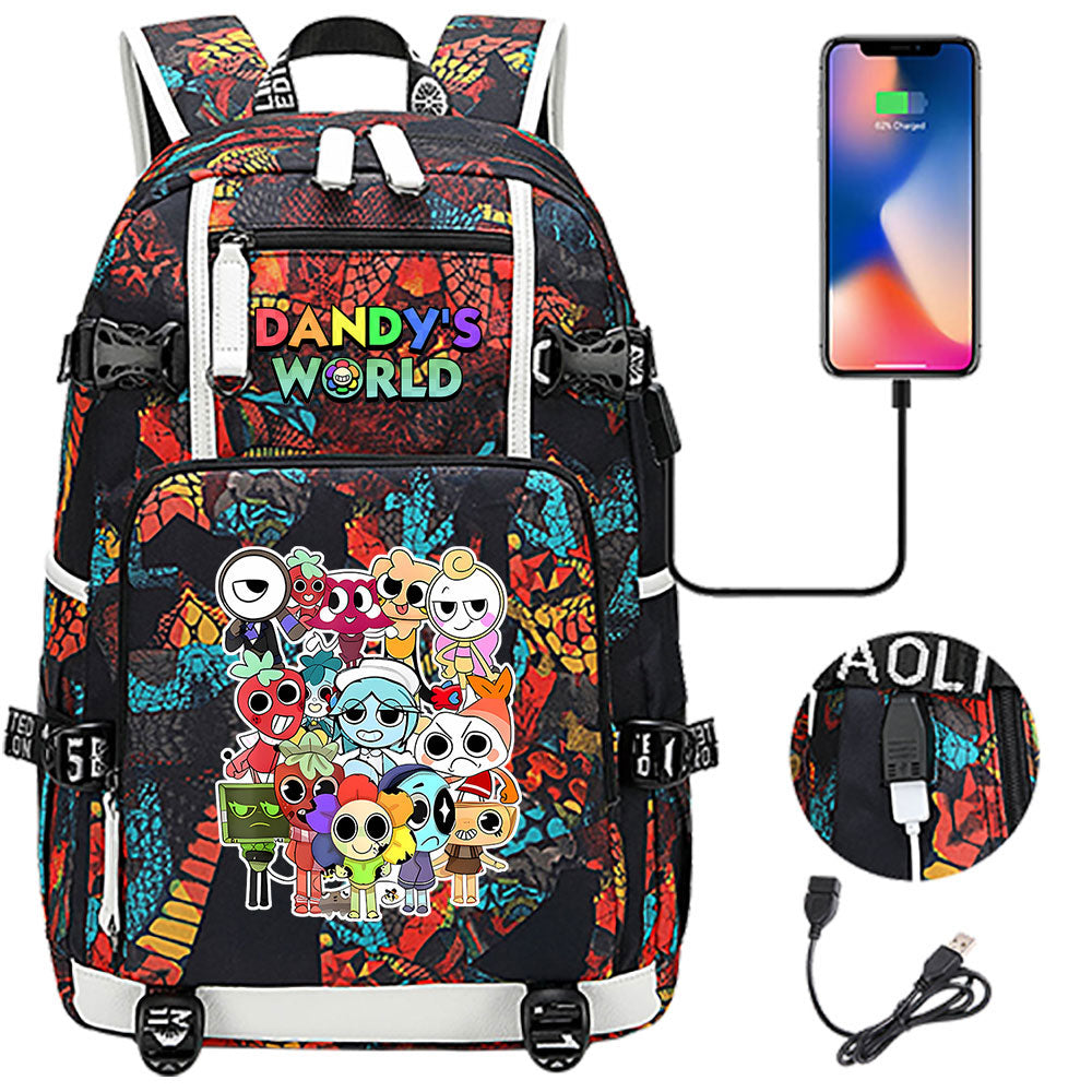 Dandys World USB Charging Backpack School NoteBook Laptop Travel Bags