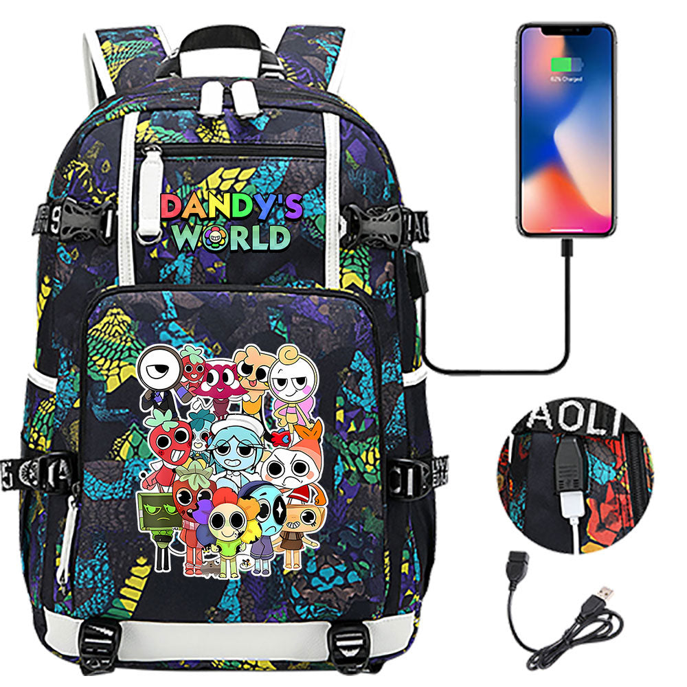 Dandys World USB Charging Backpack School NoteBook Laptop Travel Bags