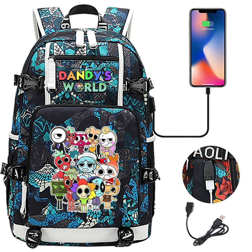 Dandys World USB Charging Backpack School NoteBook Laptop Travel Bags