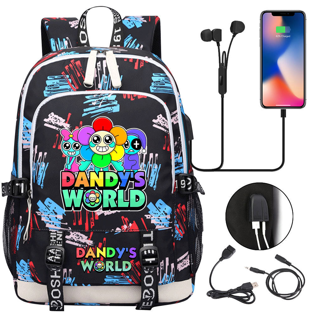 Dandys World USB Charging Backpack School Note Book Laptop Travel Bags