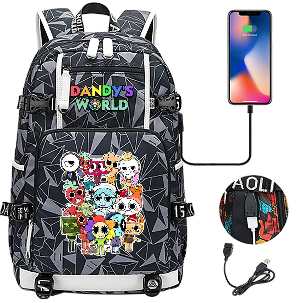 Dandys World USB Charging Backpack School NoteBook Laptop Travel Bags