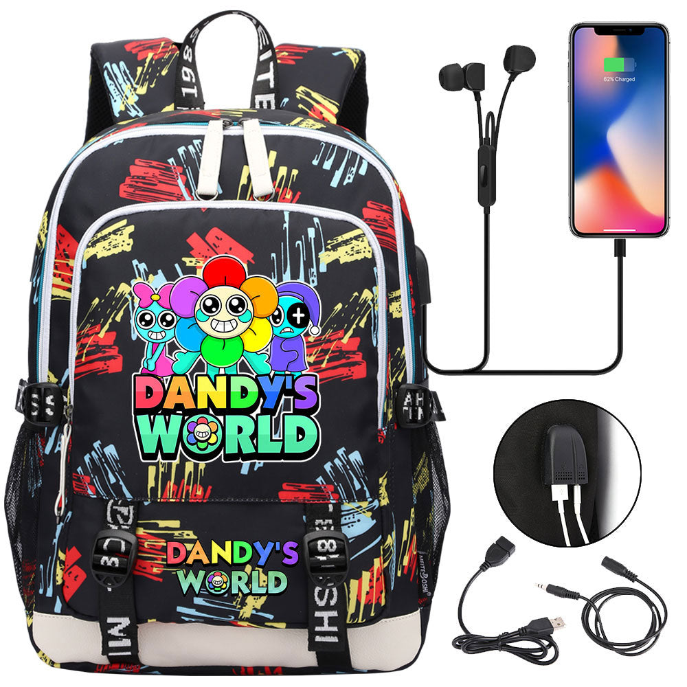 Dandys World USB Charging Backpack School Note Book Laptop Travel Bags