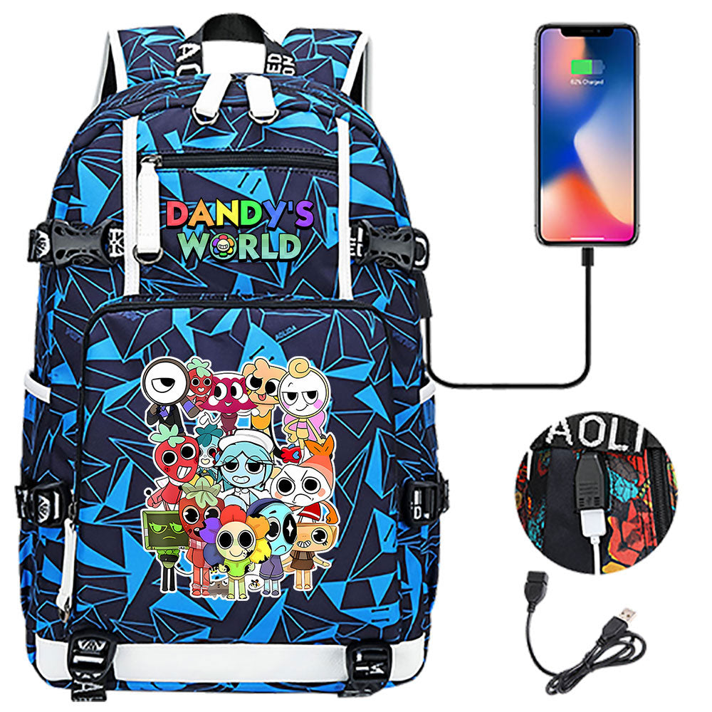 Dandys World USB Charging Backpack School NoteBook Laptop Travel Bags