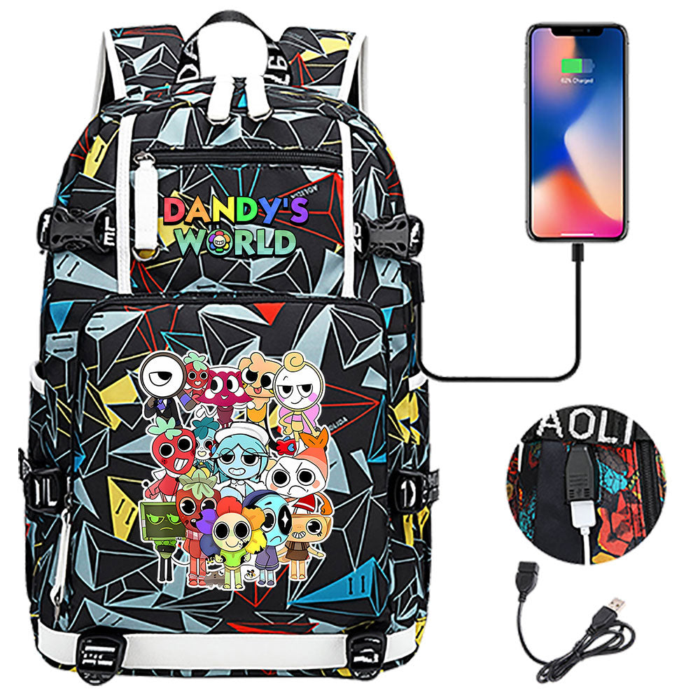 Dandys World USB Charging Backpack School NoteBook Laptop Travel Bags
