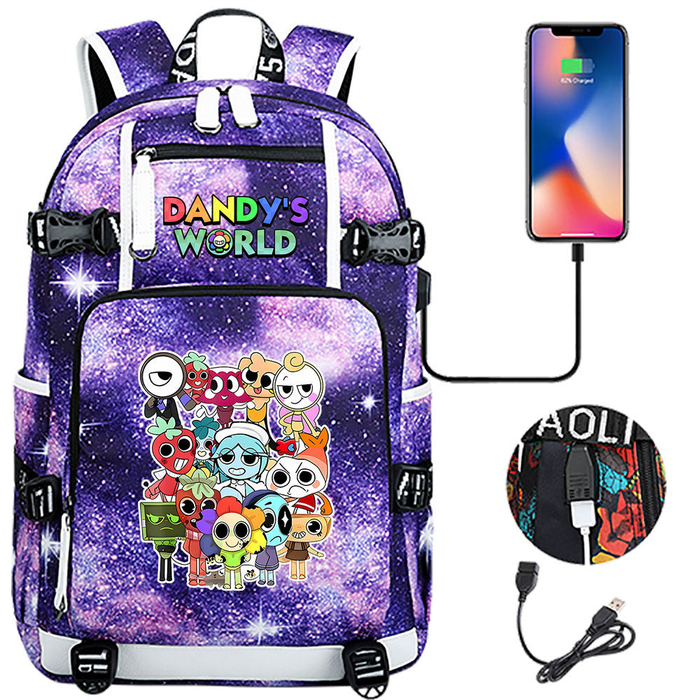Dandys World USB Charging Backpack School NoteBook Laptop Travel Bags